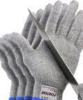 Ambidextrous Cut Resistant Gloves Set Of 8, Level 5 EN388 Certified, Food Grade Kitchen Safety Gloves, knife test