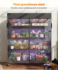 72.8 Inch 5 Tier Heavy Duty Storage Shelving With Cover And Wheels For Pantry Or Garage, Beefy Metal Shelving System With UV Dust Cover, Easy Roll Mobility, Large Storage Space And Enhanced Organization. Black 5-tier metal greenhouse plant shed with roll wheels