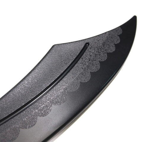 Close-up of black polypropylene Habu section of Kung Fu Staff showing detailed texture and edge design
