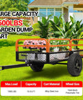 Heavy Duty 1500 Pound Steel Dump Trailer For ATV UTV Hauling Garden Debris Firewood And Farm Waste with hand pull and foot pedal dump