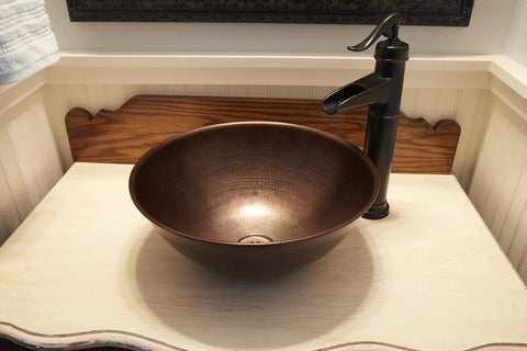 Hubble Handmade Pure Solid Copper Vessel Sink, 14 Inch, Aged Copper Finish, Rustic Yet Modern Look, Superior Craftsmanship, 1.5 Inch Drain