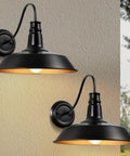 14 Inch Gooseneck Barn Lights Outdoor Black Wall Sconce 2 Pack For Porch, Farmhouse, Garage Exterior Lighting
