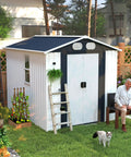 Heavy Duty 8x6 Ft Outdoor Metal Storage Shed With Reinforced Frame Lockable Doors Air Vents Weatherproof Built To Last