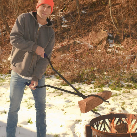 40 Inch Heavy Duty Fire Tongs With Scissor Style Serrated Claws, Long Reach Log Grabber For Fire Pit And Fireplace, Ergonomic Rubber Grip Handle, Indoor Outdoor Use, Safe, No Bending Heavy Logs, gripping log over fire pit
