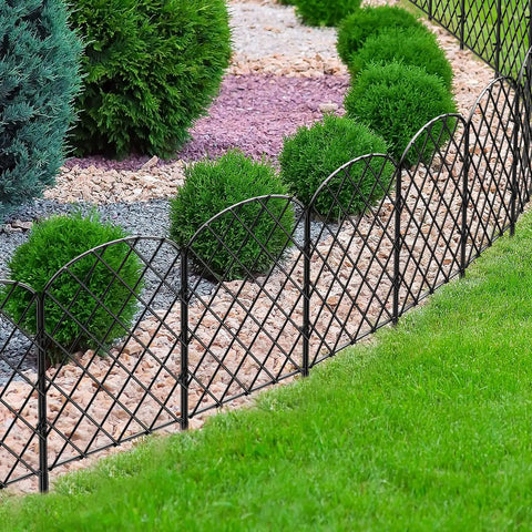 10 Pack Decorative Garden Fence Panels, 24 Inch High, 10 Feet Long When Connected, Rustproof Metal Wire Border Edging Fencing for Outdoor