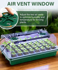 Two Pack Seed Starter Tray With Grow Light Pro Grade 80 Cell Trays showing air vent window for humidity control