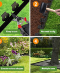 4 Inch Tall Landscape Edging Kit, 100 Ft Flexible Lawn Border With 99 Anchoring Spikes, showing ease of use and garden applications