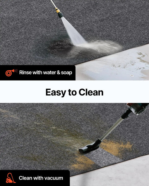 Cleaning Heavy Duty Waterproof Garage Floor Mat 8 Foot 10 Inch By 22 Foot With water and vacuum