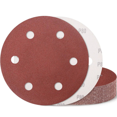 9 Inch 6 Hole Aluminum Oxide Sanding Discs 80 Grit Hook And Loop Sandpaper Pads 15 Pieces Durable Discs For Drywall Wood Metal