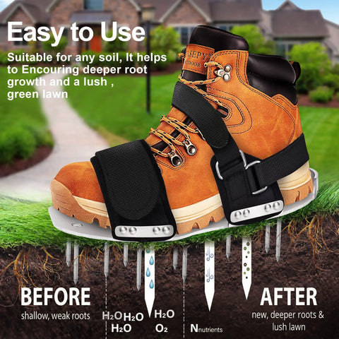 2026 Aluminum Alloy Base Plate Lawn Aerator Shoes With Adjustable Straps Preassembled Metal Spike Boots For Lawn Aeration