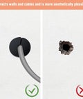 Comparison of a wall with a cable using a Cable Grommet Routing Kit For 3/4 Inch Wall Hole With Silicone Cable Pass And Anti Slip Grommets and without it.