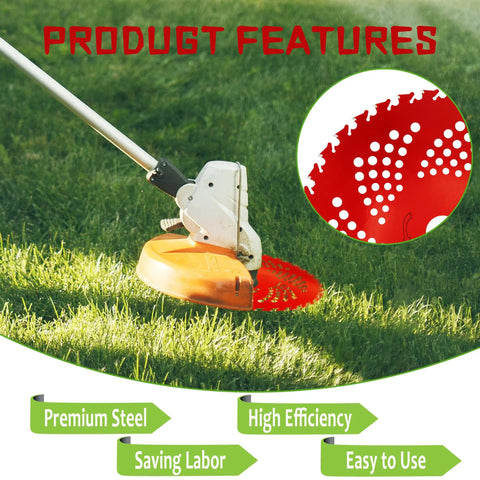 Lawn trimmer with 2 Pack 9 Inch 36 Teeth Carbide Tipped Weed Eater Blades With Universal Adapter Kit For Trimmers Brush Cutters And Weed Eaters Heavy Duty Lawn Care Upgrade cutting grass.