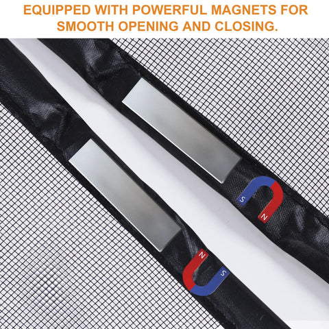 Close-up of Roll Up Garage Door Screen 14x7 Ft Fit Up To 14x7 Ft Wind Resistant Polyester Mesh with magnets for smooth closure