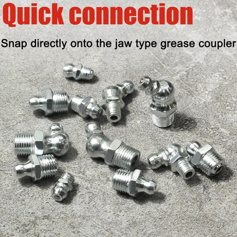 All In One 70 Pcs Grease Fittings Kit With SAE And Metric Zerk Nipples scattered on surface