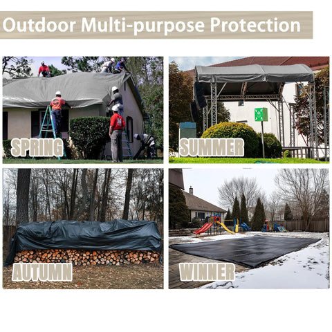 Heavy Duty 20x30 Ft Waterproof Tarp With Eyelets Reversible Tear Resistant Shade Canopy in various seasonal uses