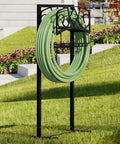 Freestanding Garden Hose Organizer With Black Powder Coat Finish Heavy Duty Detachable Hose Stand Holds 150 Ft Of Hose outdoors