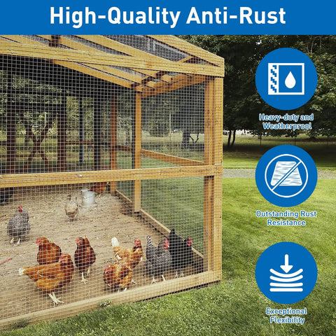 Rock Solid Galvanized Hardware Cloth 1/2 Inch Chicken Wire Fence 15.7 X 10 Feet used in a chicken coop protecting hens from predators.