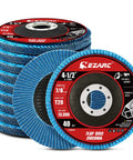 EZARC flap discs, 4-1/2 in x 7/8 in, 40 grit Type 29 zirconia grinding wheels, stainless steel, 10-pack