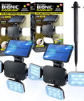 Solar Powered Outdoor Flood Light With Motion Sensor, 3 Head Wall Lights, Waterproof Patio Lighting, Remote Control, 108 COB LEDs