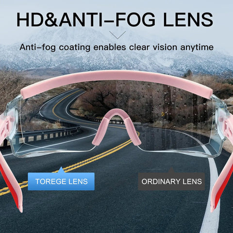 Over Glasses Anti Fog Safety Goggles For Men And Women With Adjustable Frame Pink Protective Eyewear road view