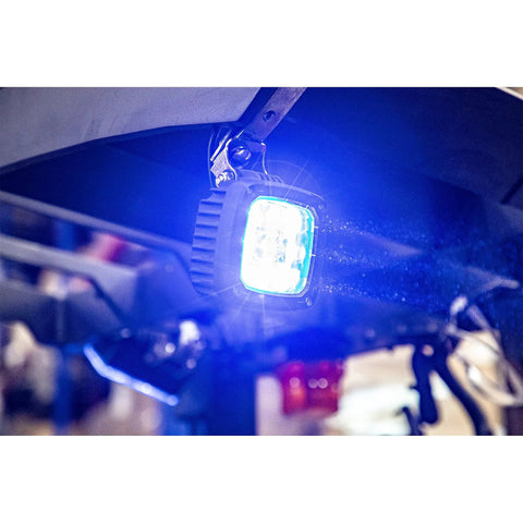 Hot Blue LED Pedestrian Warning Light For Forklifts Pumps Out 400 Lumens Of Straight Up Visibility To Keep Your Crew Safe From Blind Spots Boasting No Hassle IP69K Rated Aluminum Housing And Gritty Polycarbonate Lens For Serious Durability