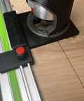 Solid As A Rock Guide Rail Adapter Plugs Right Into Milwaukee Router for precise edge cuts on woodwork setup.