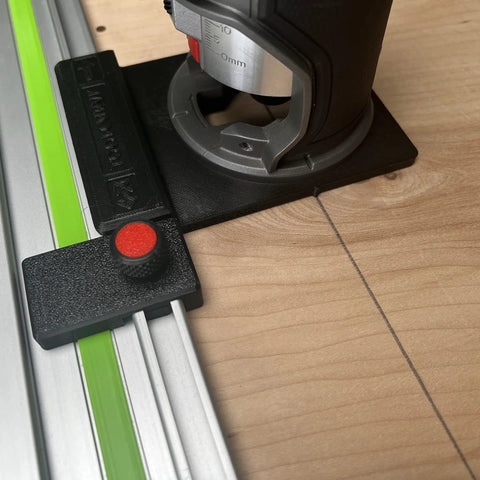 Solid As A Rock Guide Rail Adapter Plugs Right Into Milwaukee Router for precise edge cuts on woodwork setup.
