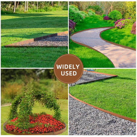 Weathering Steel Edging Kit Six Pack For Landscaping, Corten Steel Rust Patina Finish, 40 Inch Long By 6 Inch High Metal Border Edging