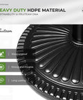Close-up of 15 Inch Round Patio Umbrella Base Pre Filled 23 Lb Heavy Duty Stand Sunflower Pattern Black Outdoor Poolside Weatherproof HDPE