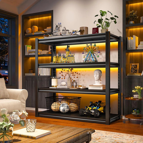 40 Inch Wide Garage Shelving Unit With Heavy Duty Steel Panels, 2000 Lb Capacity, 57 Inch Tall Industrial Shelving For Basement, Shed Or Warehouse Storage, Durable 4 Rib Shelves in living room display