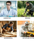 Heavy Duty Anti Fog Safety Glasses With Legit Clear Polycarbonate Lenses and Adjustable Temple Arms in laboratory, weeding, woodworking, and anti-splash cutting.