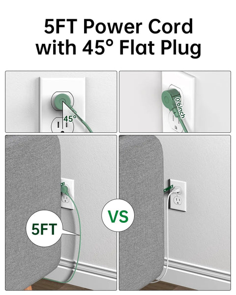 All In One Power Strip With 6 USB Ports And 4 AC Outlets, 5 Ft GaN Fast Charging Station, USB-C PD 3.0, Charges Up To 10 Devices, No Fuss Power Hub For Home Office Dorm And Travel, PD20W Ready. 5FT power cord with 45° flat plug against wall outlet