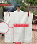 Extra Large 60 By 70 Inch Fiberglass Fire Blanket For Grills BBQs Campfires And Tailgating With Patent Pending Safety Handles shown in use