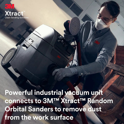 Technician using Xtract 9 Gallon Portable Dust Extractor Pro Grade Industrial Vacuum With Auto Filter Clean HEPA Filtration