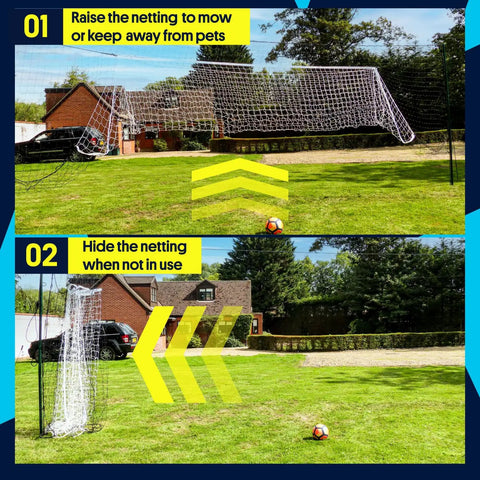 Backyard 3-In-1 Soccer Goal With Rebounder And Backstop Net For Solo Training And Team Practice in lawn setting