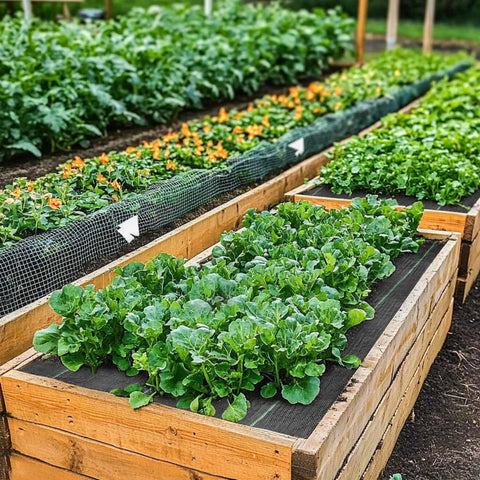 Heavy Duty Weed Barrier Ground Cover Fabric 6.5 Ft By 32 Ft Woven Landscape Weed Control Mat in raised garden beds blocking weeds