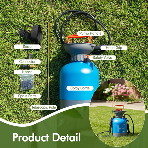 Telescoping Indoor Plant Waterer With Pump Sprayer Brass Wand And 180 Degree Adjustable Nozzle parts detailed view