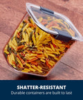 Straight Up 12 Cup Airtight Food Storage Container With Secure Snap Lid For Pantry Organization And Kitchen Cabinets Absolutely Leak Proof And Stackable Shape Keeps Dry Goods Fresh Way Longer Every Single Day filled with colorful pasta.
