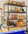 Heavy Duty Garage Shelving With Wheels Four Tier Metal Storage Rack Holds 2480 Lbs Adjustable Pantry Shelves for Kitchen
