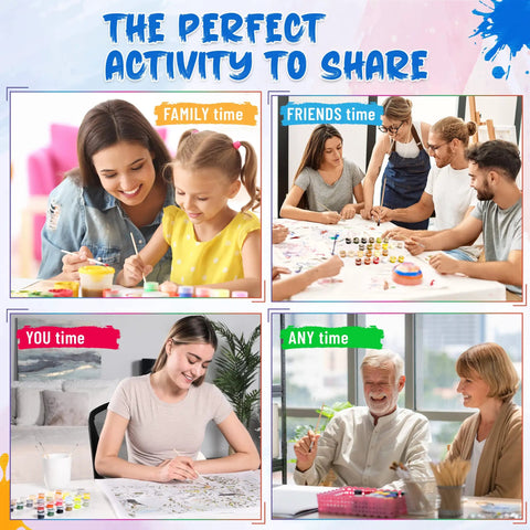 Family, friends, individual, and multi-generational DIY craft activities with Chill Paint By Numbers Kit For Adults Unframed Canvas