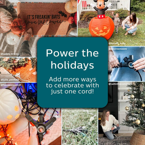 EZGrip 25 Ft Heavy Duty Outdoor Extension Cord With Multiple Outlets in holiday decoration settings