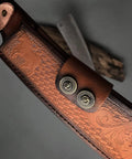 Leather sheath of Beefy Dual Purpose Kitchen And Outdoor Cleaver For Bone Chopping And Bushcraft Wood Splitting Ultra Sharp 80 Degree Blade