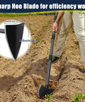 Person using Beast Triangular Hoe With 15 To 60 Inch Adjustable Stainless Steel Pole Heavy Duty Garden And Construction Tool
