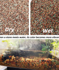 3 Lb Lava Rock Mix For Indoor Plants Red And Black Pebbles For Bonsai Succulents Cacti Great Drainage For Potting Soil Vase Fillers Fairy Garden Top Dressing shown dry, wet, and in a terrarium.