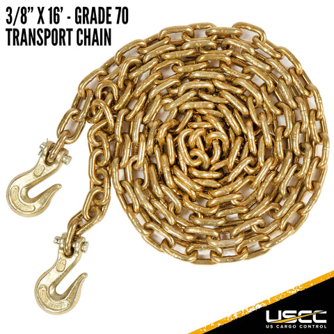 QuikBinder Plus Ratchet Load Binder And Grade 70 Chain Set Three Eighths Inch By 16 Foot Heavy Duty Tie-Down For Trucks And Flatbeds