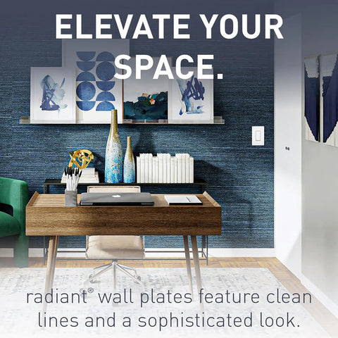 Room with a modern office showing Screwless Wall Plate for Decorator Rocker Outlets 1 Gang White Modern Low Profile No Fuss