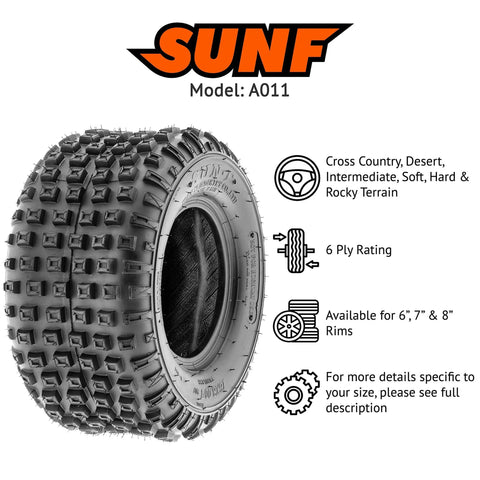 Pair Of 2 A011 XC Sport 145/70-6 ATV Go Kart Knobby Tubeless Tires 6 PR All Terrain Off Road Performance diagram