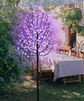 6 Foot Solar Cherry Blossom Tree Light With 200 LED Purple Lights That Look Lit For Garden Patio Yard Outdoor Decor