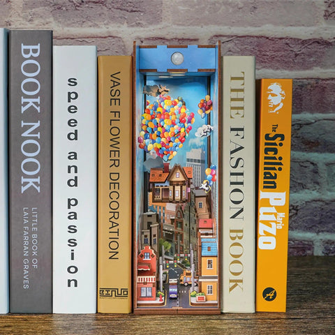 DIY Book Nook Kit For Adults With 3D Wooden Puzzle Bookend And Shelf Insert, Totally Cozy Library Decor For Shelves, Miniature House Kit