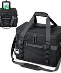 Epically Spacious Collapsible Soft Cooler Bag, 60 Can Leakproof Insulated Tote showing black, heavy-duty cooler with pockets.